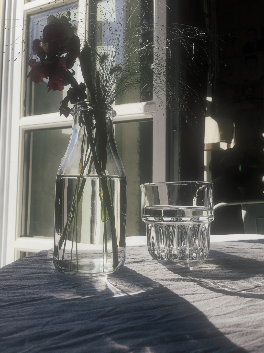 Glassware in window light softened with Cinebloom diffusion