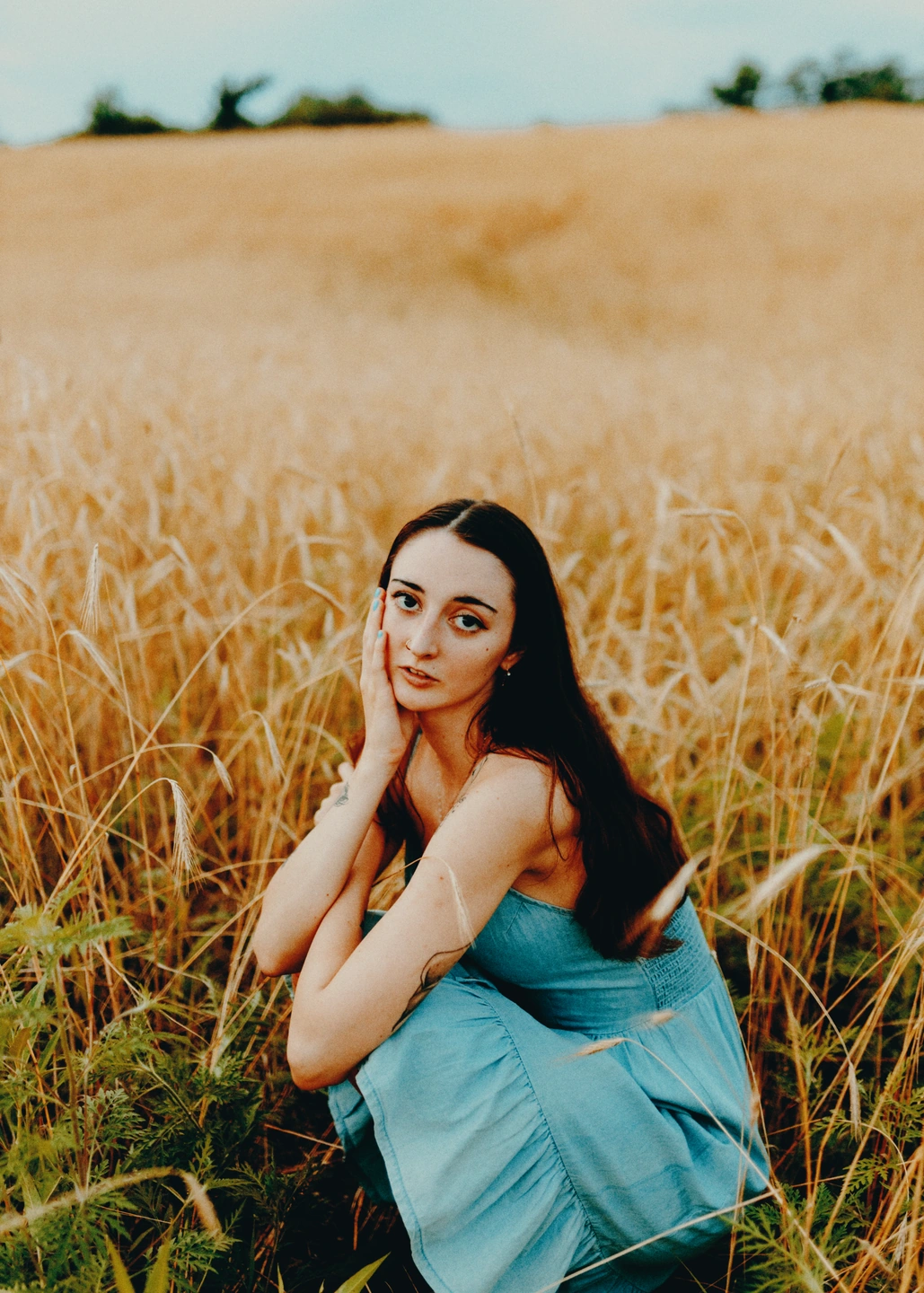 Summer field portrait rendered with Gold 200 and Crystal Archive Type II